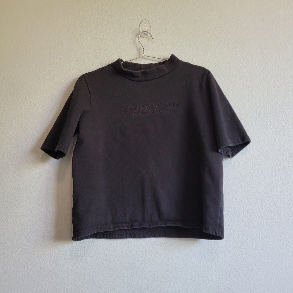 Zara black short sleeves high neck top size S